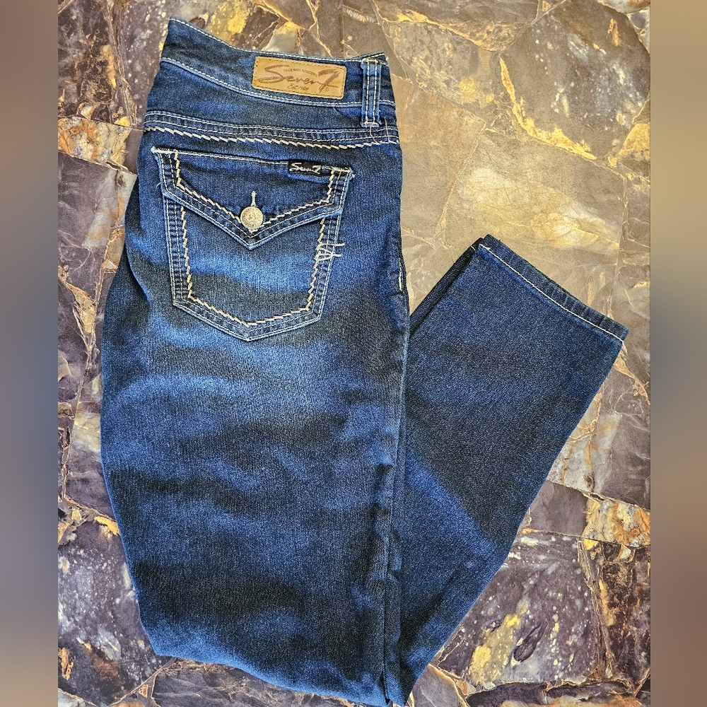 Seven7 Skinny Jeans Thick Stitching Size 12